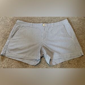 Ralph Lauren Polo Jeans blue and white vertical stripe shorts, size 12